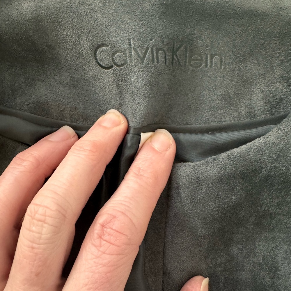 Calvin Klein Charcoal Grey Suede Blazer Size 2 - Picture 3 of 10